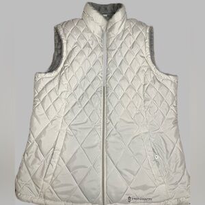 Free Country White Puffer Vest Gray Fleece Lining Size L